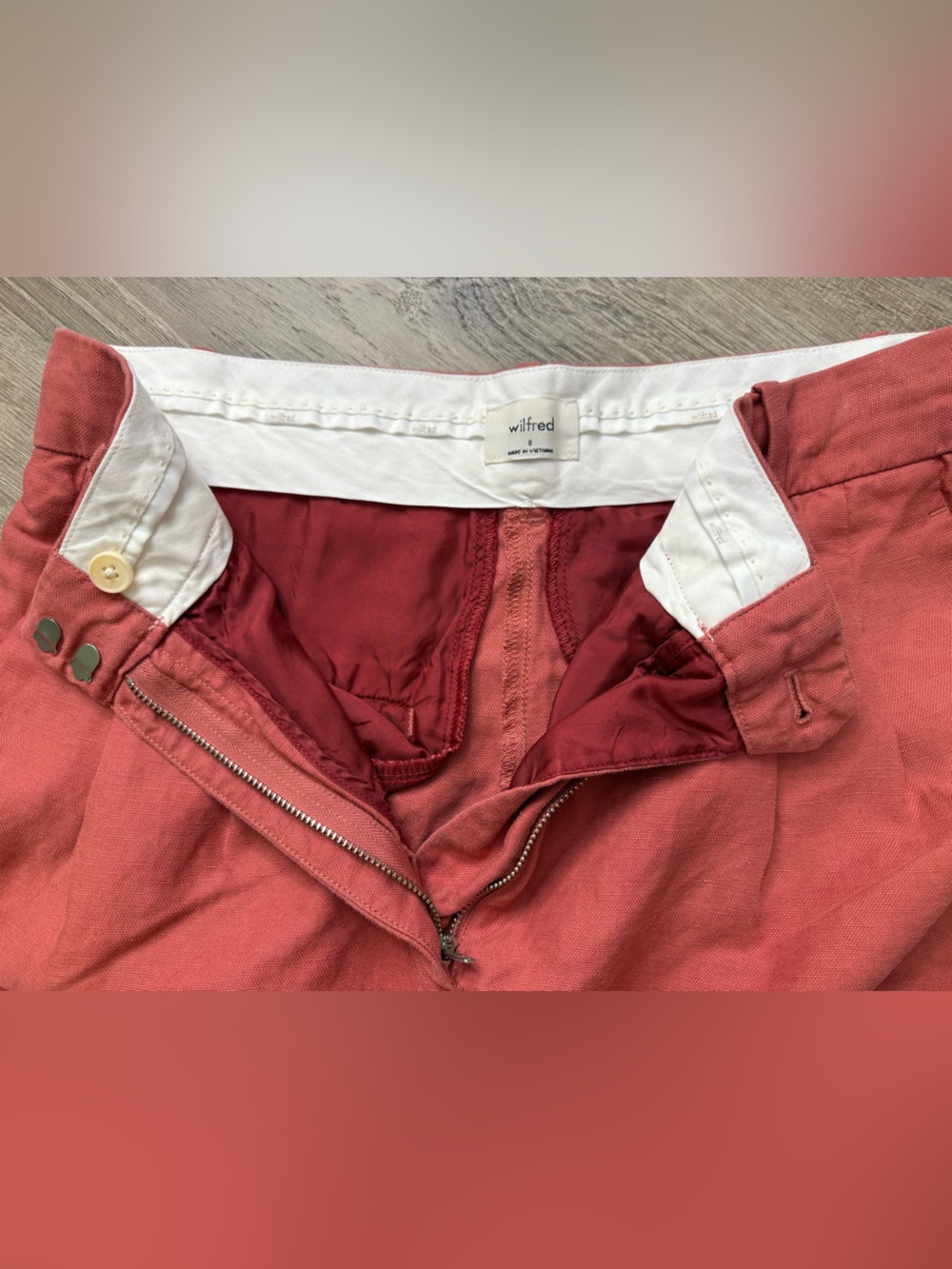 Aritzia Wilfred The Effortless Pants Linen Warm Sienna Red Size 8 Trousers - Picture 7 of 10